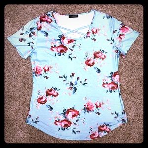 Teal floral blouse
